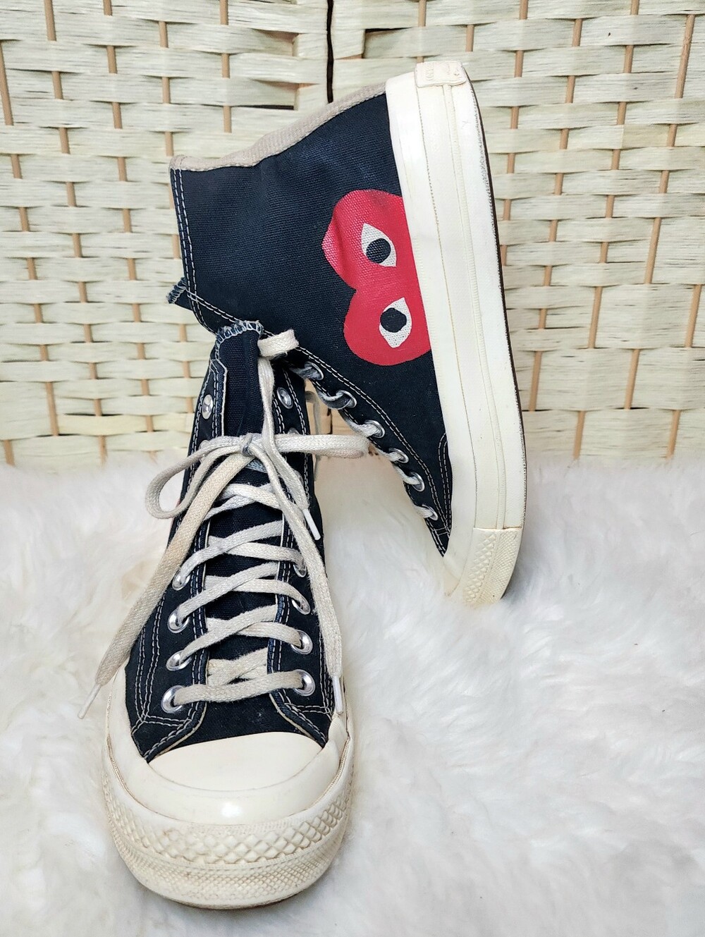 Converse Chuck Taylors Comme Des Garçons Size 7/Men 9/Women Black Red Heart